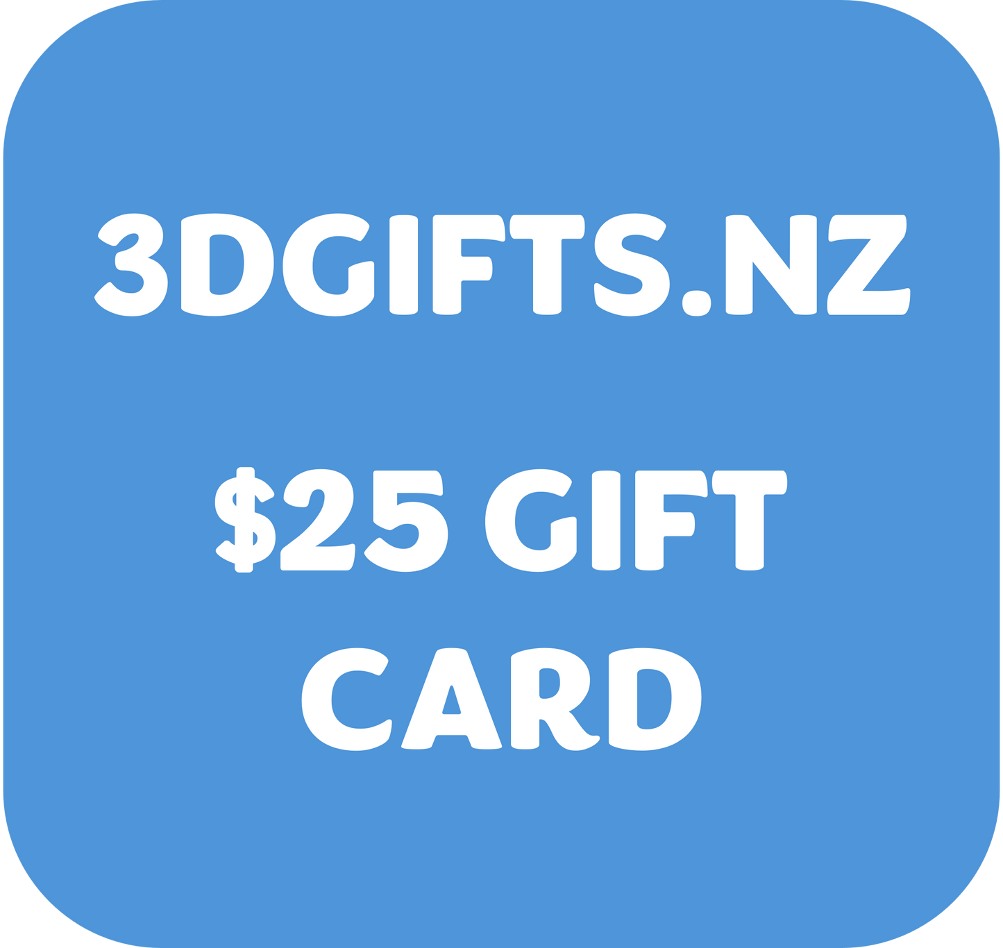 3DGifts.nz Gift Card
